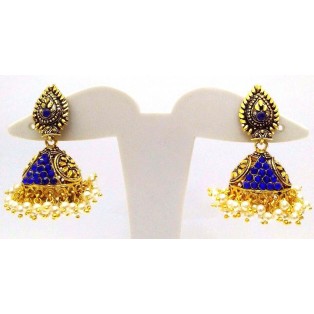 Golden Oxidized Earrings Jhumka Jhumki Jewelry Bollywood Drop Dangle Long E25